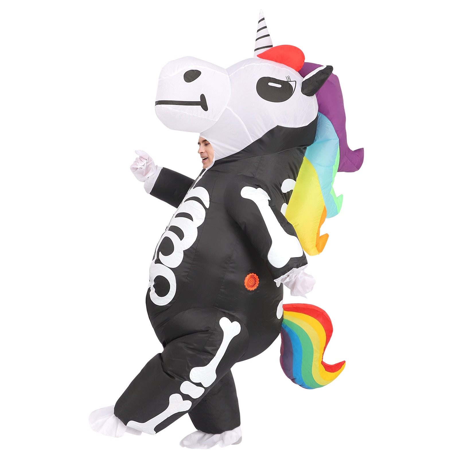 Cosplay Prop Business - Gökkuşağı İskelet Unicorn Şişme Kostüm Cadılar